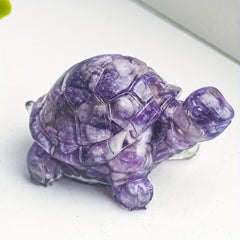 2pcs 1.97 Natural Crystal Gravel Epoxy Small Turtle Tabletop Ornaments