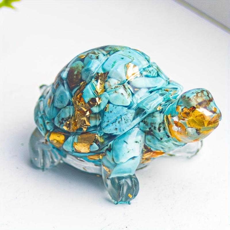 2pcs 1.97 Natural Crystal Gravel Epoxy Small Turtle Tabletop Ornaments