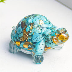 2pcs 1.97 Natural Crystal Gravel Epoxy Small Turtle Tabletop Ornaments