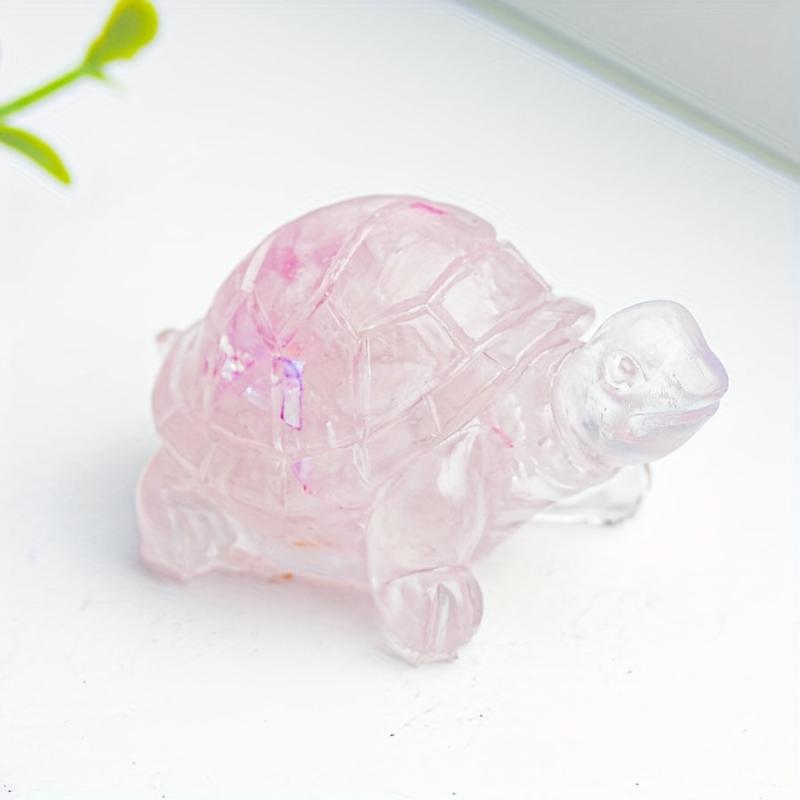 2pcs 1.97 Natural Crystal Gravel Epoxy Small Turtle Tabletop Ornaments