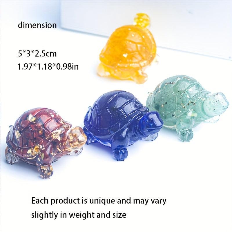 2pcs 1.97 Natural Crystal Gravel Epoxy Small Turtle Tabletop Ornaments