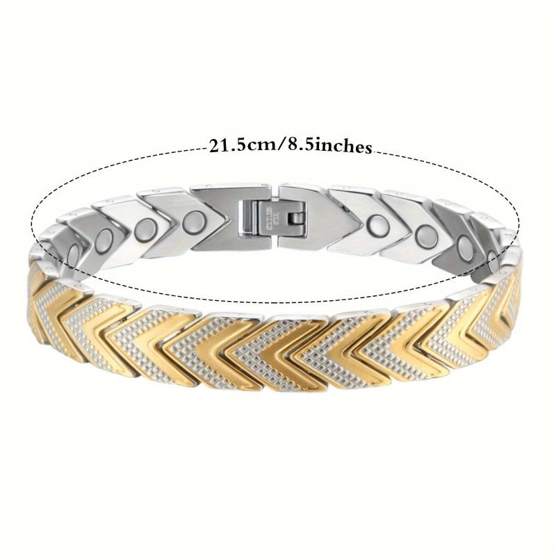 Titanium Steel Magnetic Bracelet Double Row 4 Element Magnets Wristband