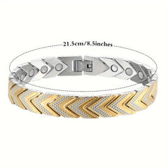 Titanium Steel Magnetic Bracelet Double Row 4 Element Magnets Wristband