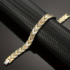 Titanium Steel Magnetic Bracelet Double Row 4 Element Magnets Wristband