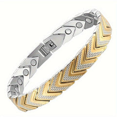 Titanium Steel Magnetic Bracelet Double Row 4 Element Magnets Wristband