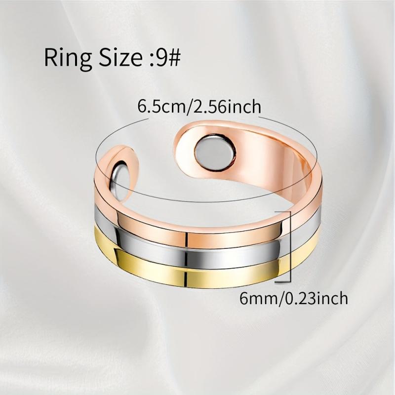 2pcs Set Copper Magnetic Bracelet & Lymphatic Drainage Ring for Women
