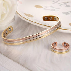 2pcs Set Copper Magnetic Bracelet & Lymphatic Drainage Ring for Women