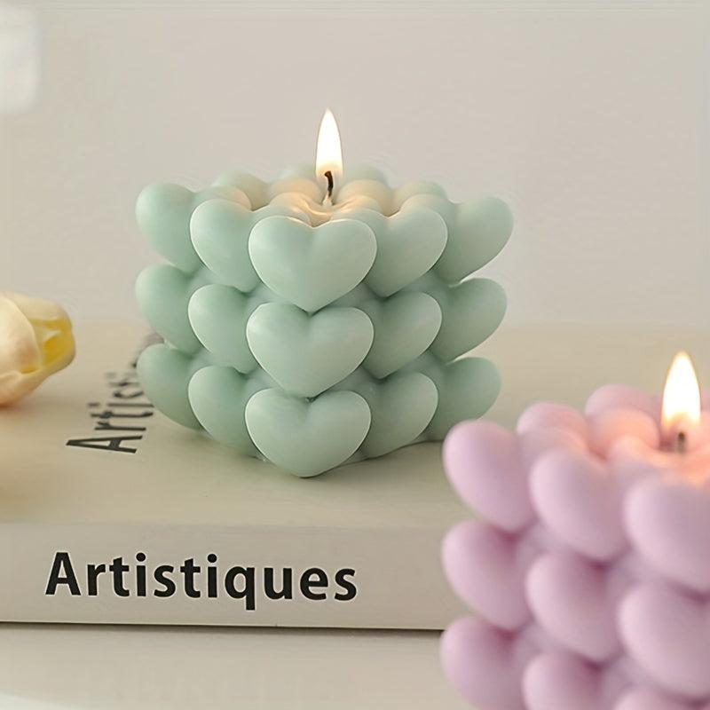 2pcs Aromatherapy Candle Mini Cube Bubble Love Gradual Cube Shape Candle