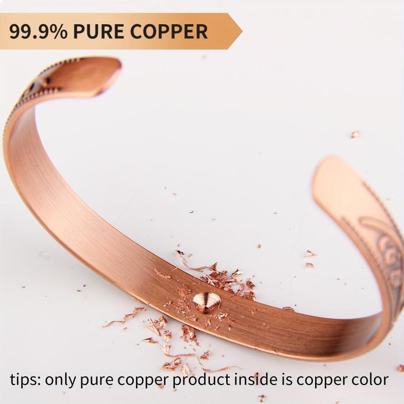 Solid Copper Magnetic Bracelets Cuff Bangle for Women Men