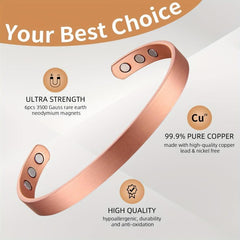 Solid Copper Magnetic Bracelets Cuff Bangle for Women Men