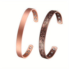 Solid Copper Magnetic Bracelets Cuff Bangle for Women Men