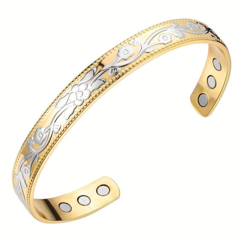 Vintage Flower Copper Magnetic Bracelet for Women - Mother's Day Gift