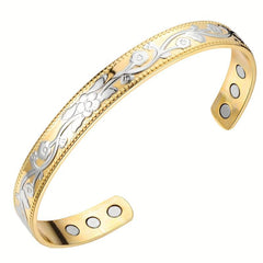 Vintage Flower Copper Magnetic Bracelet for Women - Mother's Day Gift