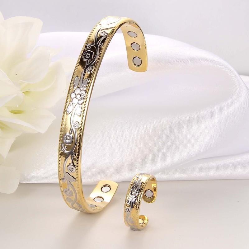 Vintage Flower Copper Magnetic Bracelet for Women - Mother's Day Gift