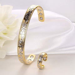 Vintage Flower Copper Magnetic Bracelet for Women - Mother's Day Gift