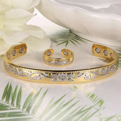 Vintage Flower Copper Magnetic Bracelet for Women - Mother's Day Gift