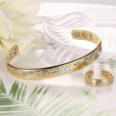 Vintage Flower Copper Magnetic Bracelet for Women - Mother's Day Gift