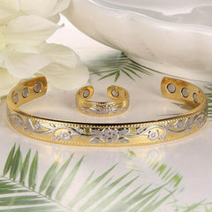 Vintage Flower Copper Magnetic Bracelet for Women - Mother's Day Gift