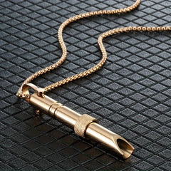 Stainless Steel Yoga Breathing Necklace Whistle - Unisex Design