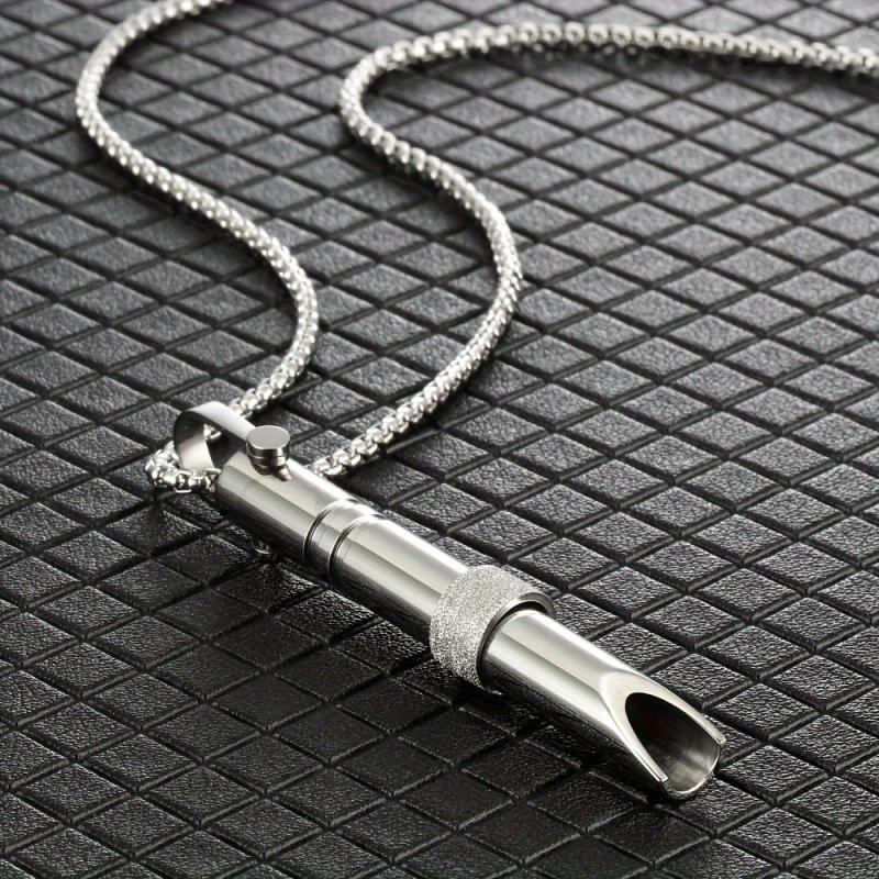 Stainless Steel Yoga Breathing Necklace Whistle - Unisex Design