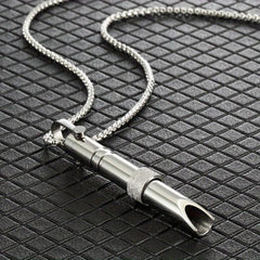 Stainless Steel Yoga Breathing Necklace Whistle - Unisex Design