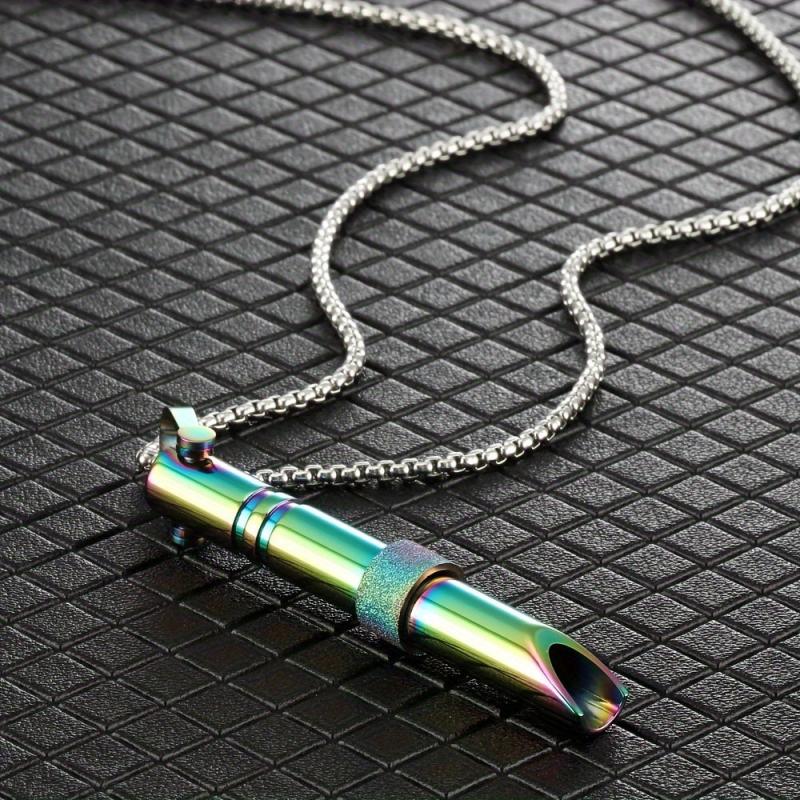Stainless Steel Yoga Breathing Necklace Whistle - Unisex Design