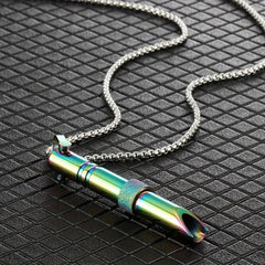 Stainless Steel Yoga Breathing Necklace Whistle - Unisex Design