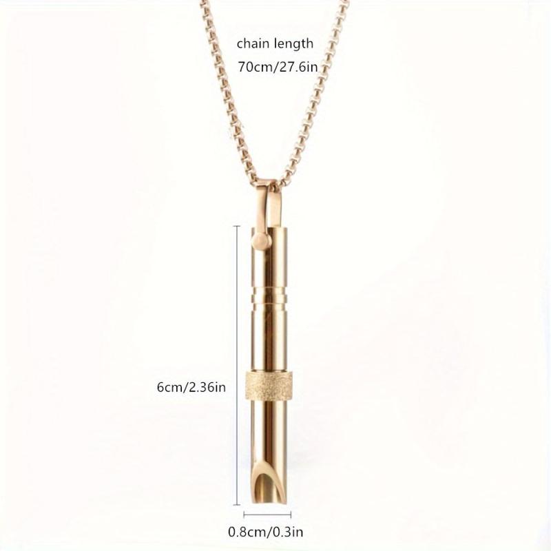Stainless Steel Yoga Breathing Necklace Whistle - Unisex Design