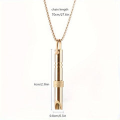 Stainless Steel Yoga Breathing Necklace Whistle - Unisex Design