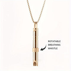 Stainless Steel Yoga Breathing Necklace Whistle - Unisex Design