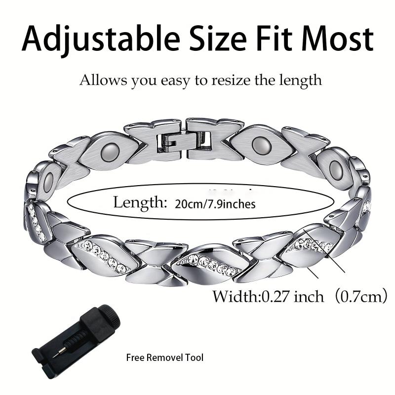 Magnetic Bracelet Women Ultra Strength Magnet Crystal Titanium Steel Adjustable