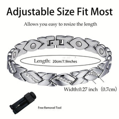 Magnetic Bracelet Women Ultra Strength Magnet Crystal Titanium Steel Adjustable