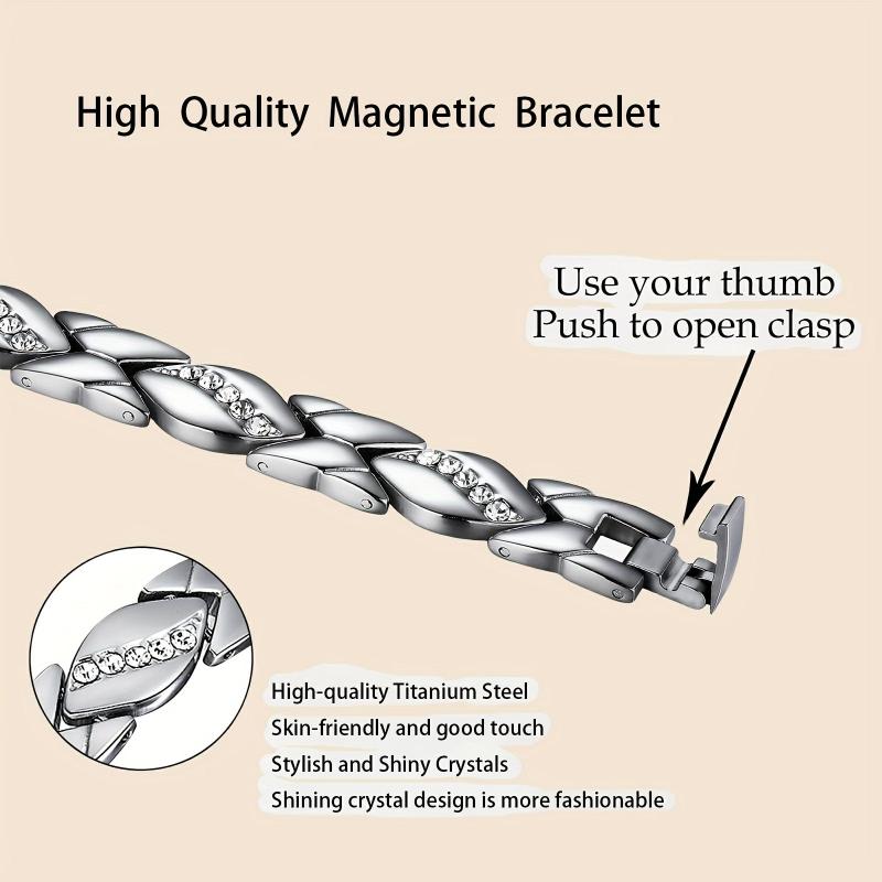 Magnetic Bracelet Women Ultra Strength Magnet Crystal Titanium Steel Adjustable