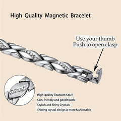 Magnetic Bracelet Women Ultra Strength Magnet Crystal Titanium Steel Adjustable
