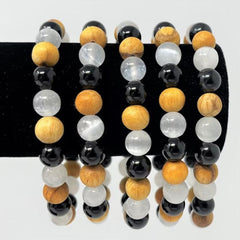 Body Purification Bracelet Selenite Tourmaline Palo Santo Crystal