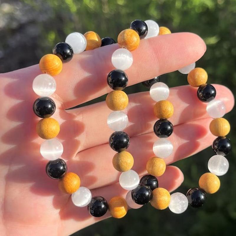 Body Purification Bracelet Selenite Tourmaline Palo Santo Crystal