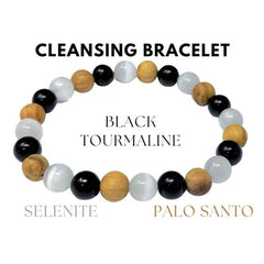 Body Purification Bracelet Selenite Tourmaline Palo Santo Crystal