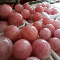Polished Rose Quartz Massage Ball - Room Decoration Pink Crystal Ball