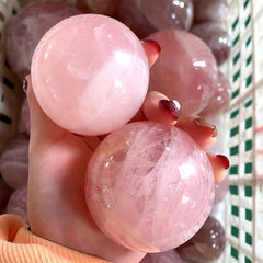 Polished Rose Quartz Massage Ball - Room Decoration Pink Crystal Ball
