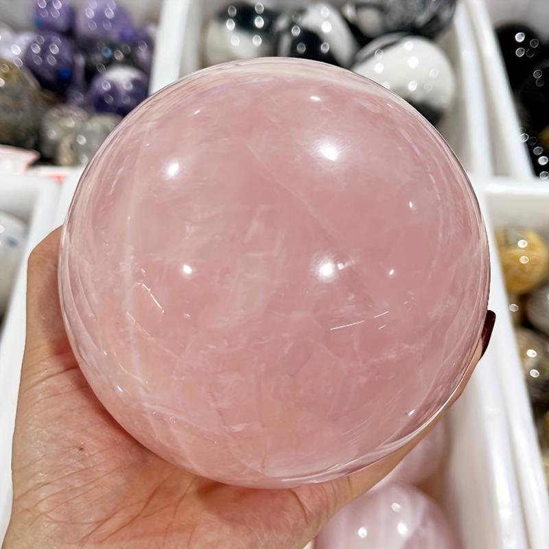 Polished Rose Quartz Massage Ball - Room Decoration Pink Crystal Ball