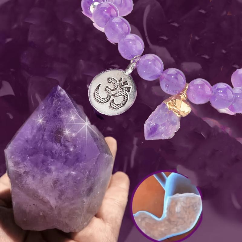 Natural Amethyst Body Purification Pendant Bracelet Energy Stone