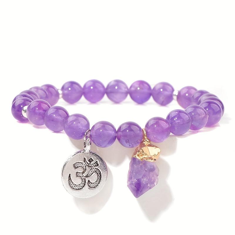 Natural Amethyst Body Purification Pendant Bracelet Energy Stone