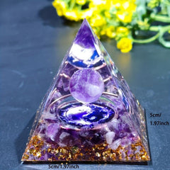 Orgone Pyramid & Amethyst Crystal Ball for Positive Energy & Protection