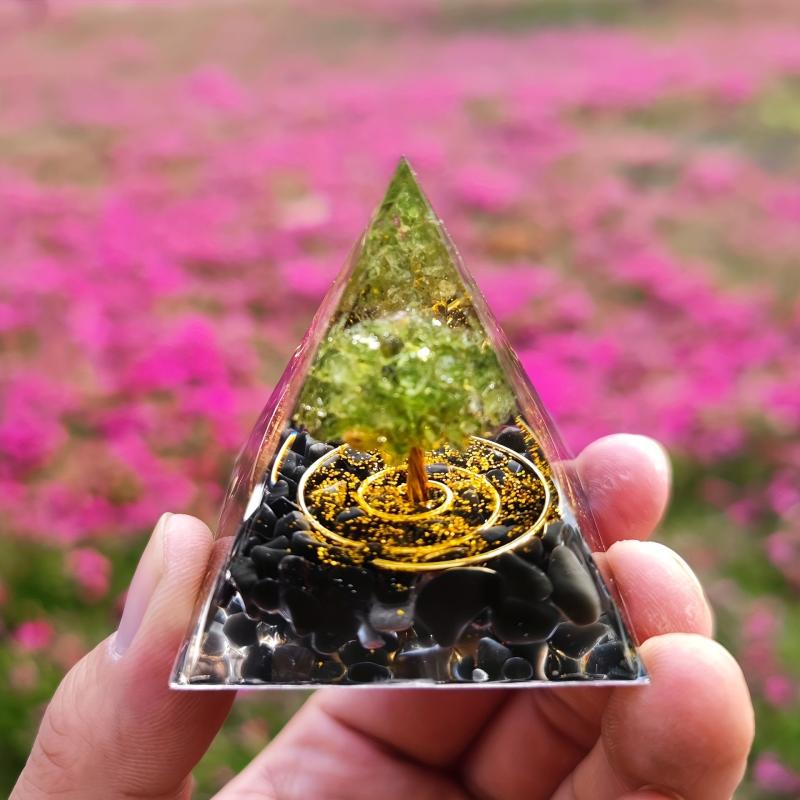 Orgone Pyramid & Amethyst Crystal Ball for Positive Energy & Protection