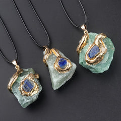 Crystal Raw Stone Pendant Wire Wrapped Necklace
