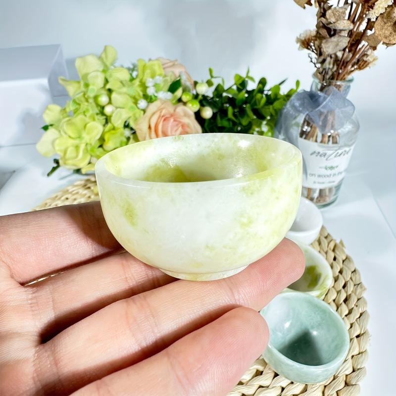 Natural Jade Crystal Bowl Gemstone Furniture Decoration