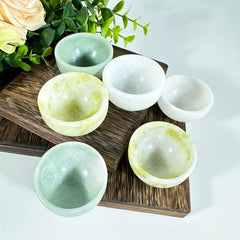 Natural Jade Crystal Bowl Gemstone Furniture Decoration