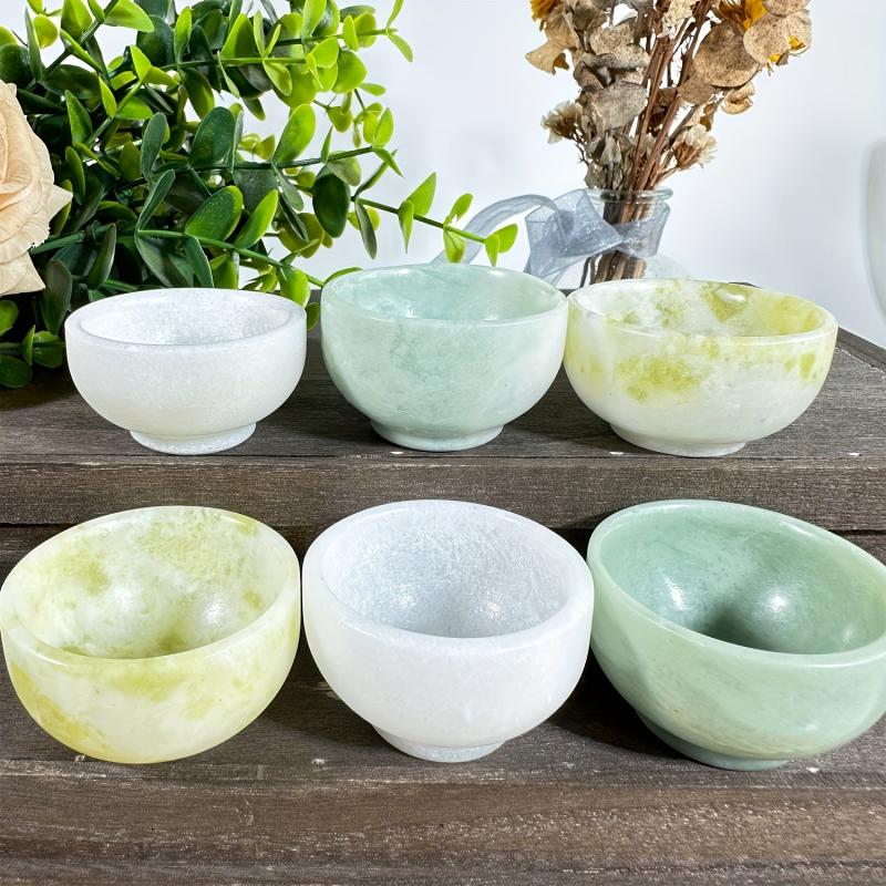 Natural Jade Crystal Bowl Gemstone Furniture Decoration