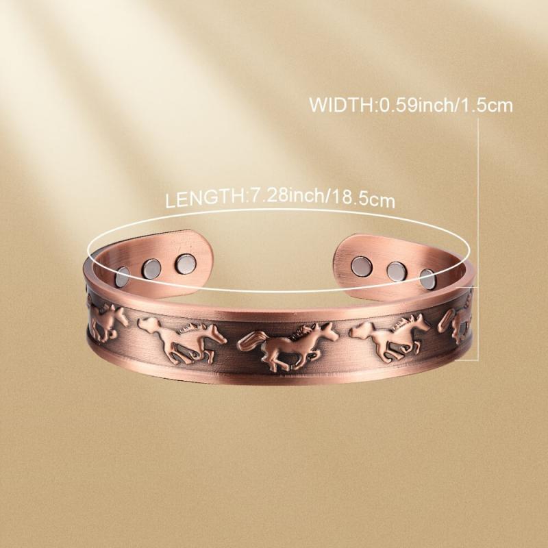 Men's Copper Magnetic Bangle Ultra Strength Magnets Large Adjustable Bracelet