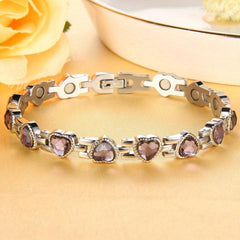 Titanium Steel Magnetic Bracelet with Crystals